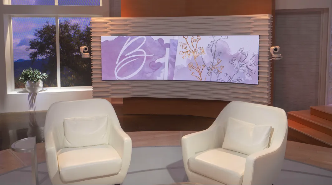 Better Together TBN Set Build by Fuller Street Fabrications 4 Faith-based TV studio set for Better Together on TBN with integrated PTZ cameras and full 360-degree broadcast layout built by Fuller Street Fabrications