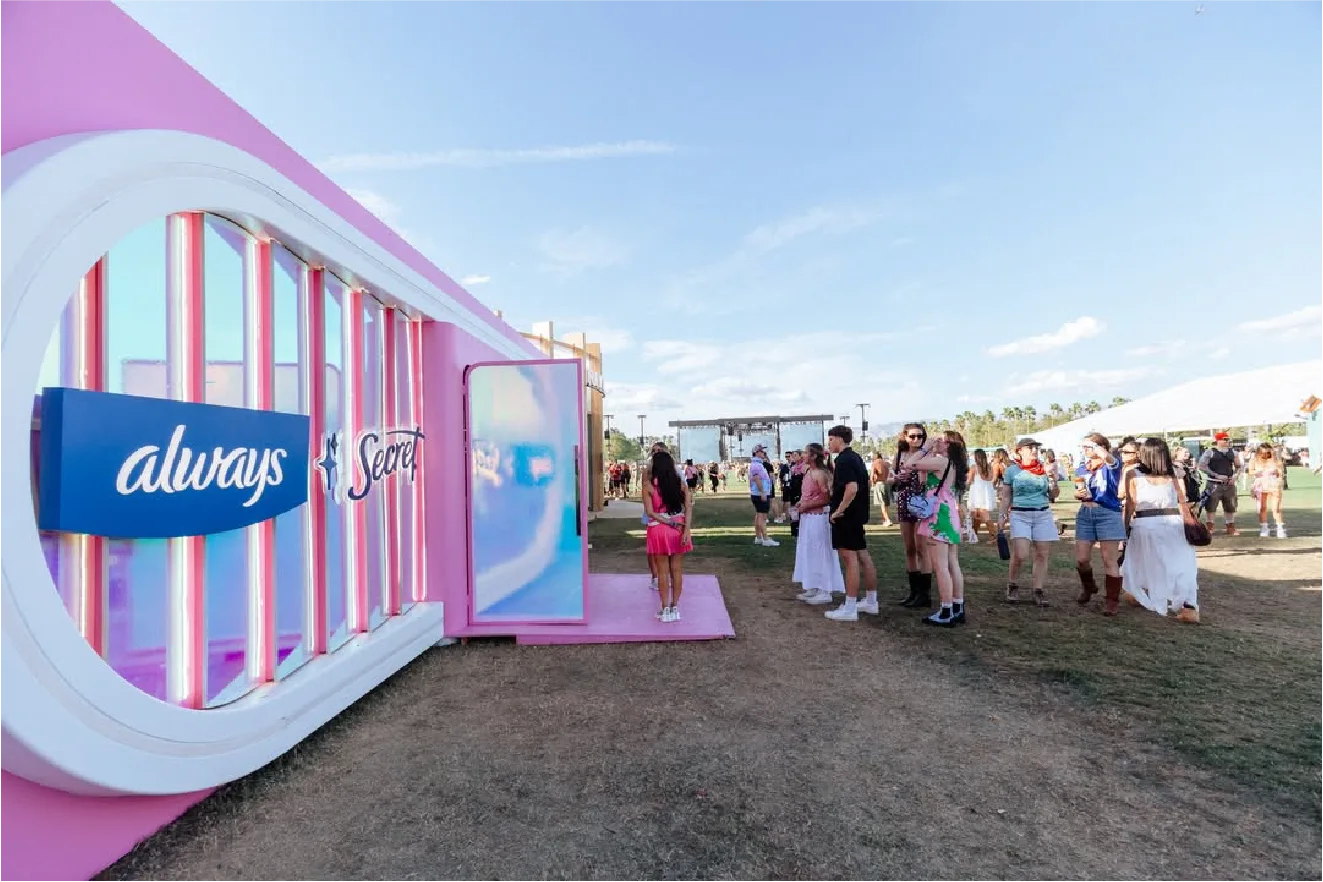 Fans line up to experience the Always Secret Refresh Room at Coachella 2026