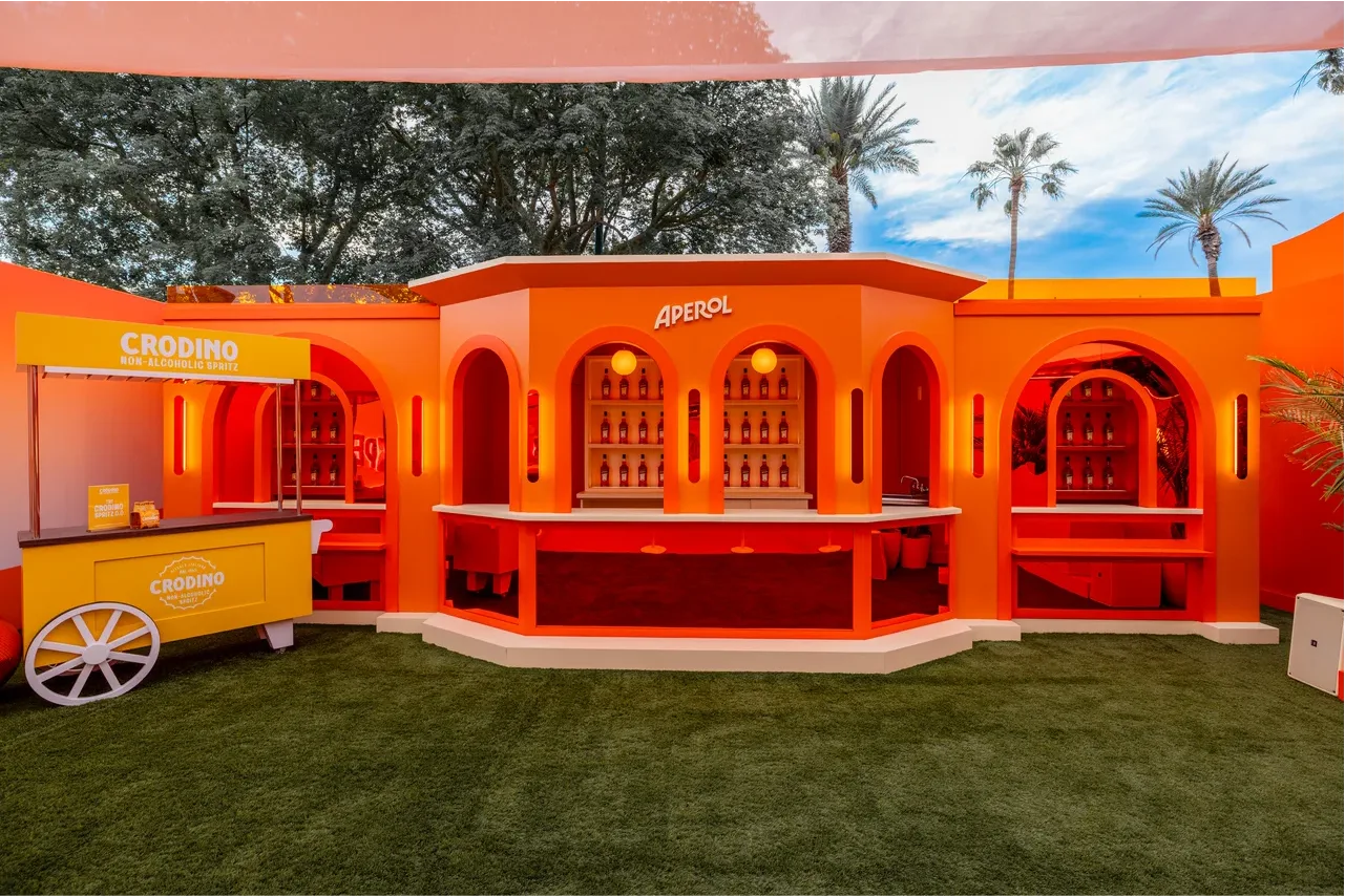 wide view of the Aperol bar at Coachella 2026