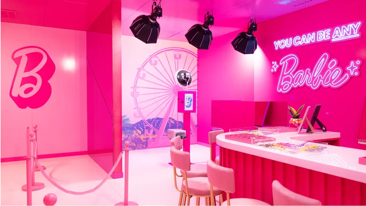 Interior view of the Barbie activation at Coachella 2026