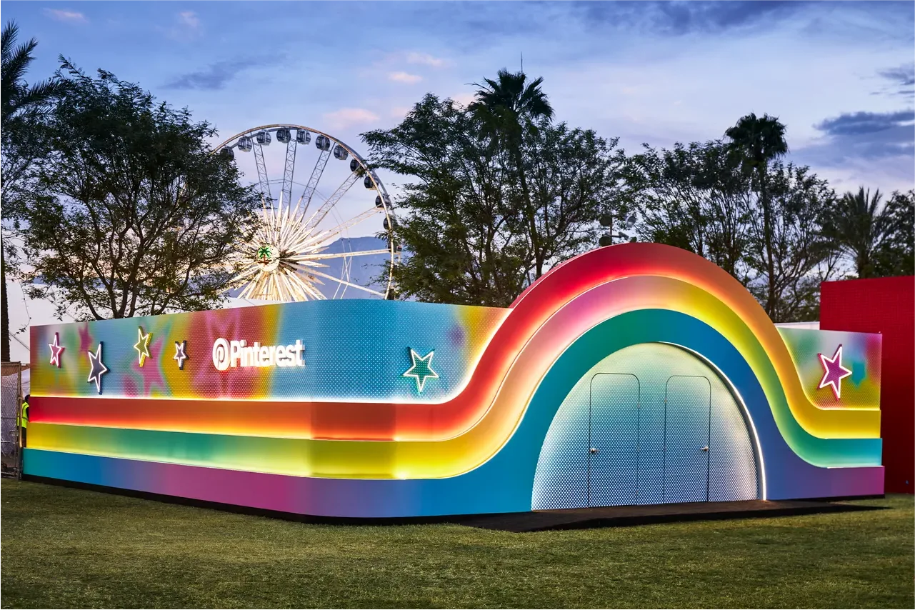 Exterior view of the Pinterest activation at Coachella 2026