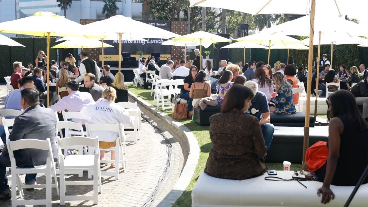 attendees enjoy lunch at the dotLA summit produced and managed by Fuller Street 360 Event Management