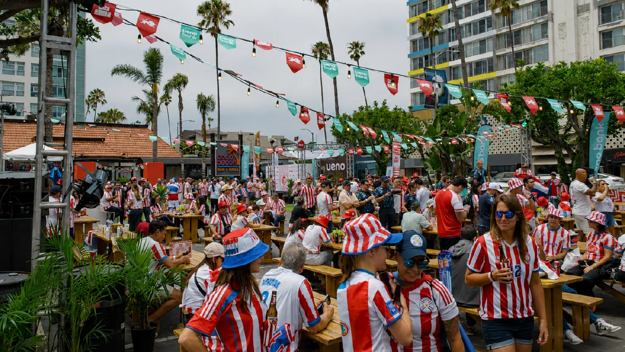 Paraguay World Cup fans gather at the Casa Albirroja Fan Experience in Los Angeles