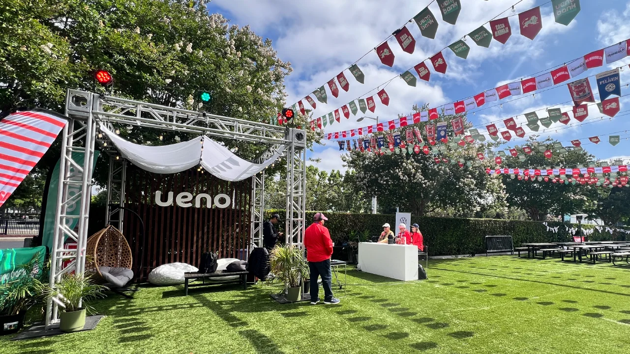 An outdoor brand activation built for Ueno Bank and the Paraguay National Team for World Cup watch party built by Fuller Street and their experiential fabrication team in Los Angeles